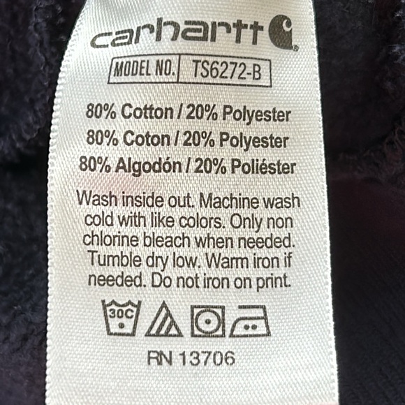 Carhartt Navy Blue Graphic Hoodie w Kanga Pockets, Logos Size L 14/16 - Picture 6 of 9